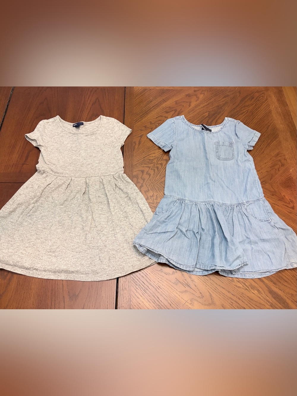 Gap Kids Girls Dress Bundle Size S (6-7) Gray Knit & Chambray Pocket Dresses